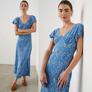 Rails Kenz Midi Dress blue Citrus grove sz Large boho chic romantic Cottagecore